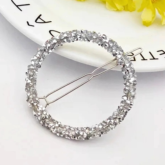 circle hair clip pin Accessories - Crystalized Sparkly Round Circle Hair Clip
